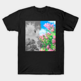 Butterfly in Cherry Blossom Anime Garden T-Shirt